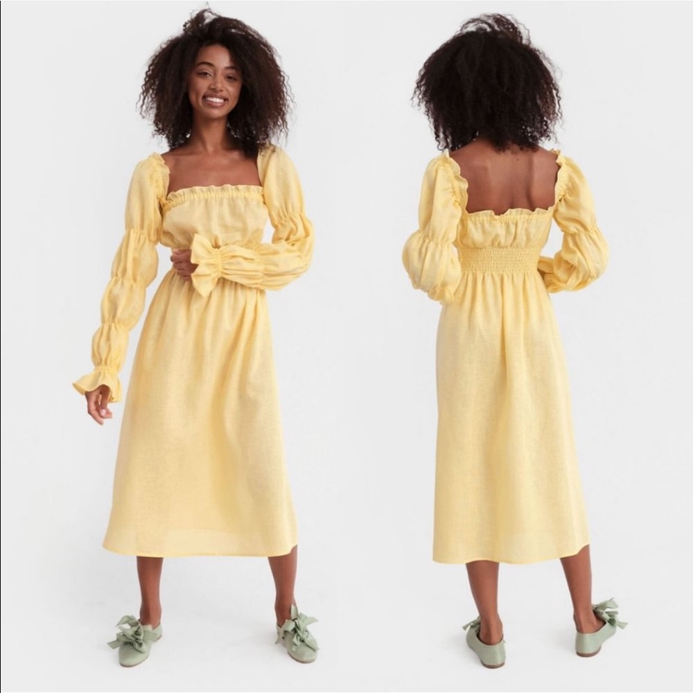 Daily sleeper Michelin Linen dress in yellow